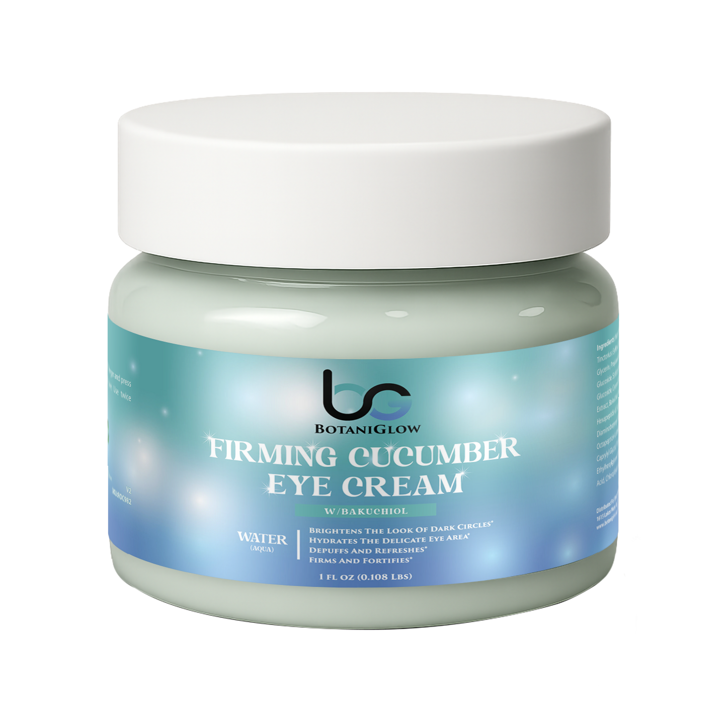 Firming Cucumber Eye Cream w/Bakuchiol, USA Made, Clean & Vegan