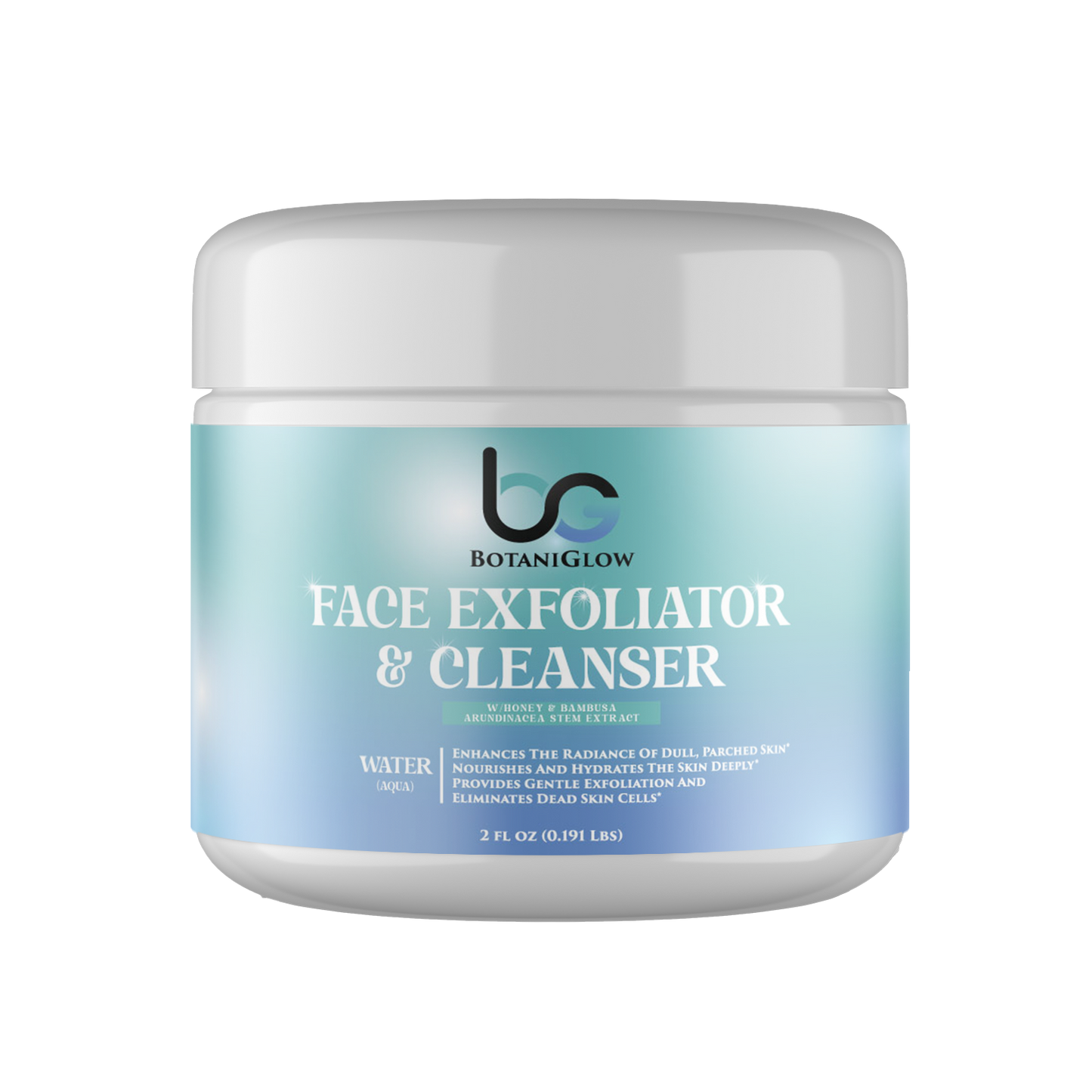 Face Exfoliator & Cleanser w/Honey & Bambusa Arundinacea Stem Extract, USA Made, Clean