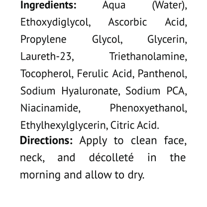Vitamin C, B, E + Ferulic Antioxidant Serum, USA Made
