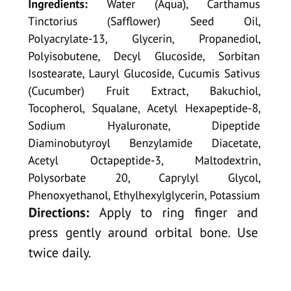 Firming Cucumber Eye Cream w/Bakuchiol, USA Made, Clean & Vegan